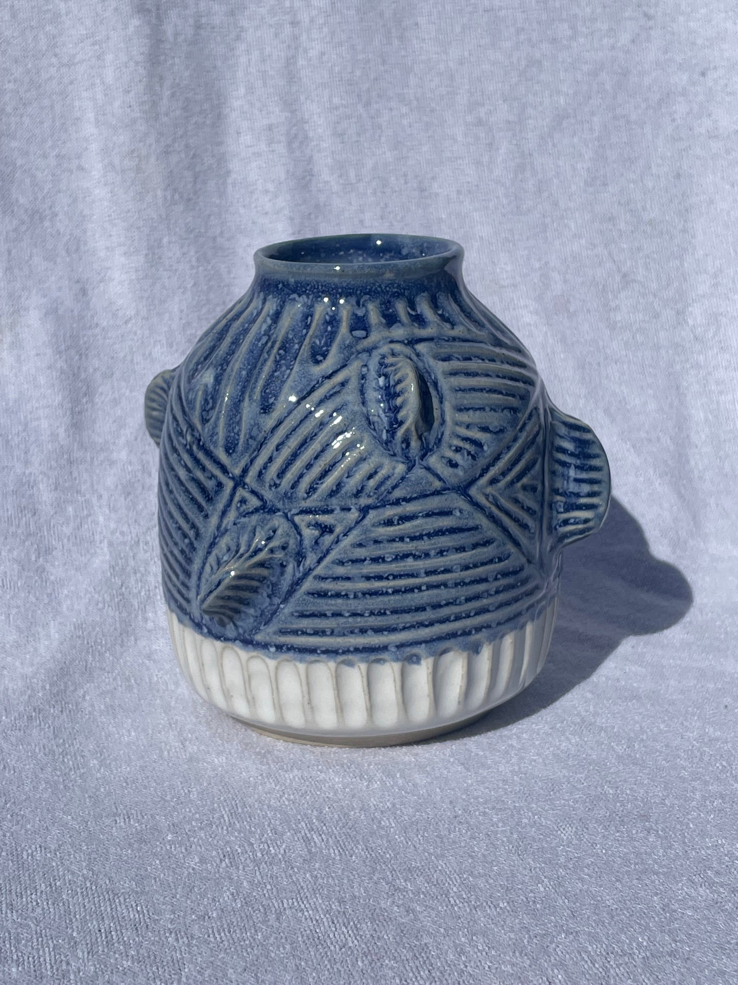 Vase: Blue Ridged