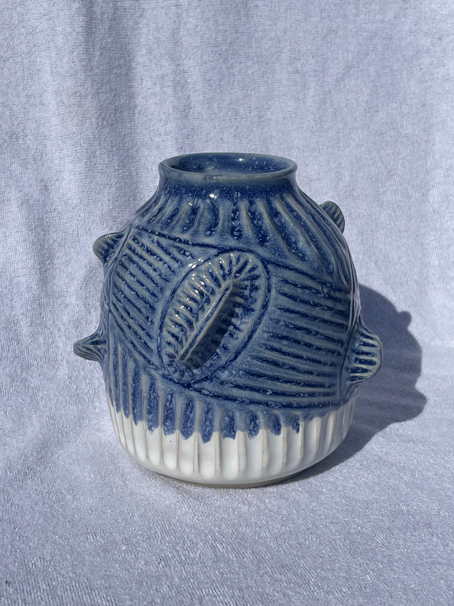 Vase: Blue Ridged